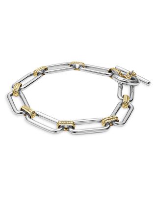 18K Yellow & Sterling Silver Signature Caviar Large Link Toggle Bracelet