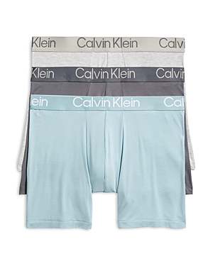 Calvin Klein Ultra-soft Modern 3-pack Stretch Modal Boxer Briefs In Tourmaline/gray Heather/sleek Gray