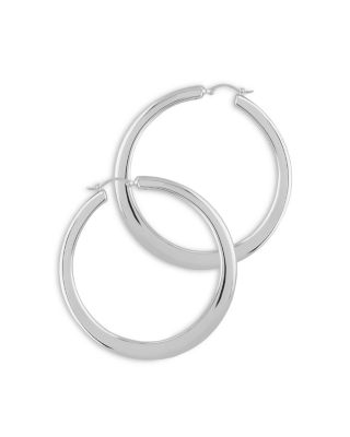 Bloomingdale's Fine Collection Flat Tapered Large Hoop Earrings in Sterling Silver - Exclusive