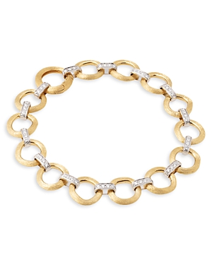 Shop Marco Bicego 18k White & Yellow Gold Jaipur Link Diamond Flat Link Bracelet In White/gold