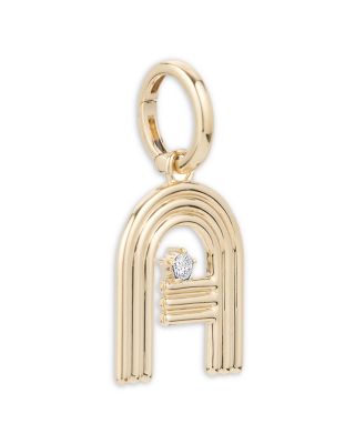 14K Yellow Gold Groovy Diamond Initial Pendant