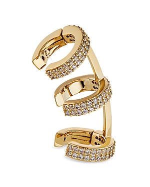 Nadri Small Fortune Pave Triple Cuff Clip On Climber Earring in 18K Gold Plated