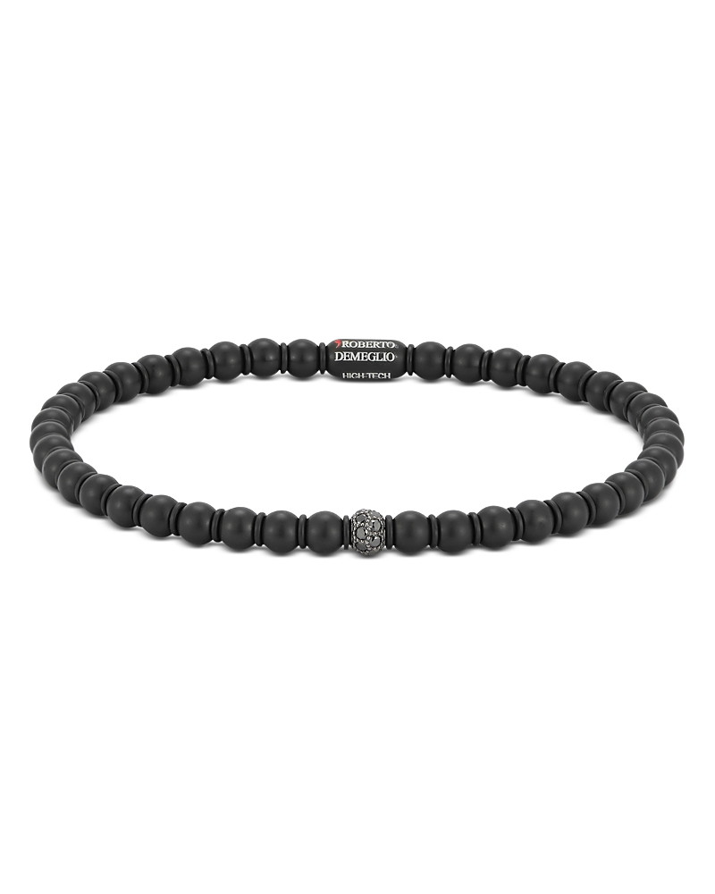 Roberto Demeglio 18k White Gold Sfera Black Diamond Small Stretch Bracelet In Black