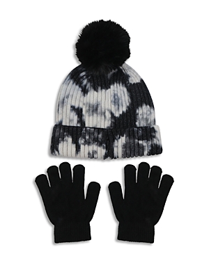 Capelli Girls' Tie Dyed Hat & Gloves Set - Big Kid In Black