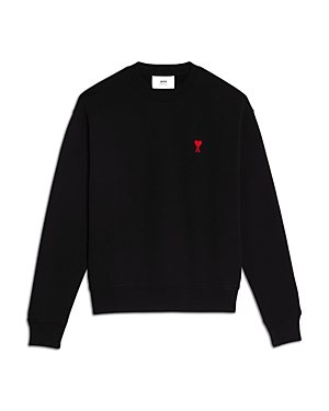 Ami Alexandre Mattiussi Ami Paris Logo-embroidered Stretch-cotton Sweatshirt In Black