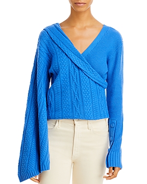 Hellessy Perrine Asymmetric Mixed Knit Sweater In Cobalt Blue