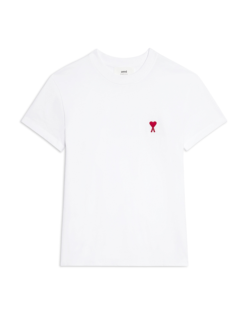 Ami Alexandre Mattiussi Logo-embroidered Stretch Organic Cotton-jersey T-shirt In White