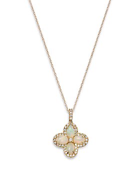 Bloomingdale's - Opal & Diamond Clover Pendant Necklace in 14K Yellow Gold, 18" - 100% Exclusive