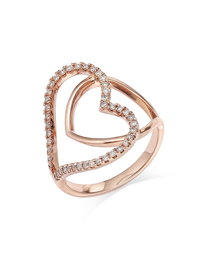 Bloomingdale's Diamond Open Heart Ring in 14K Rose Gold, 0.30 ct. t.w