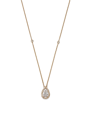 Bloomingdale's Diamond Pear Halo Cluster Pear Pendant Necklace In 14k Yellow Gold, 0.40 Ct. T.w. - 100% Exclusive