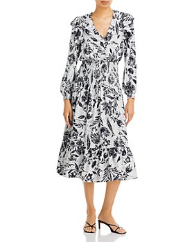 AQUA - Smocked Floral Print Midi Dress - 100% Exclusive