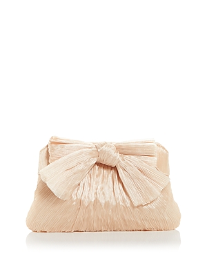 Loeffler Randall Rayne Small Pleated Bow Frame Clutch In Almond