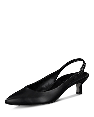 Shop Paul Green Women's Rio Pointed Toe Kitten Heel Slingback Pumps In Black Leather