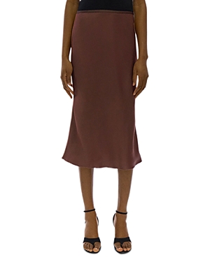 Helmut Lang Contrast Trim Satin Skirt In Cinnamon