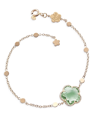 Pasquale Bruni 18k Rose Gold Bon Ton Prasiolite & Diamond Dolce Vita Bracelet In Green/rose Gold