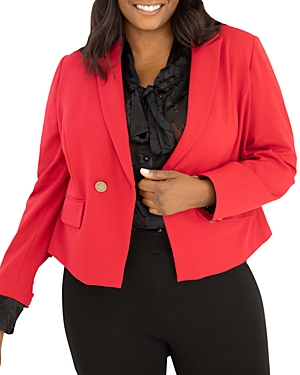 Maree Pour Toi Plus Single Button Blazer In Red