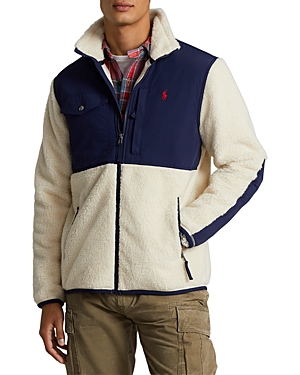 Polo Ralph Lauren Wind Blocking Hybrid Jacket In Guide Cream/newport Navy