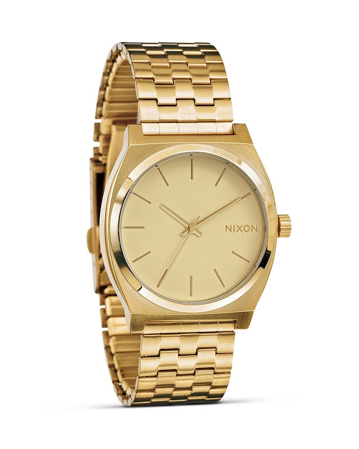Shop Nixon The Time Teller Watch, 37mm In Gold