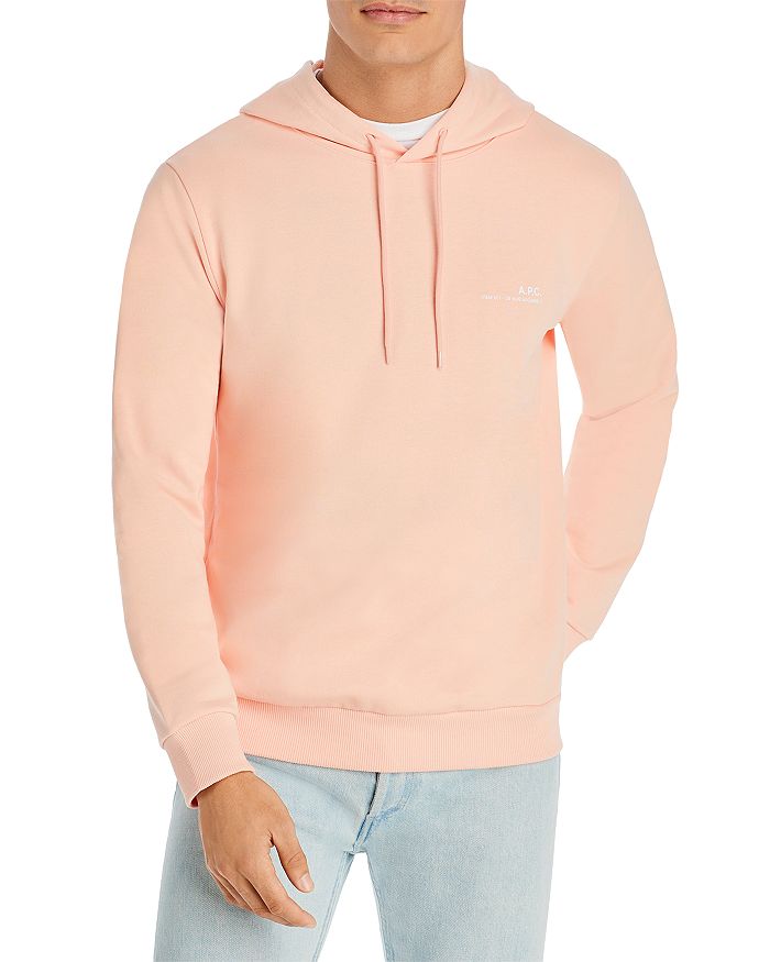 Apc Washed Drawstring Hoodie In Peche