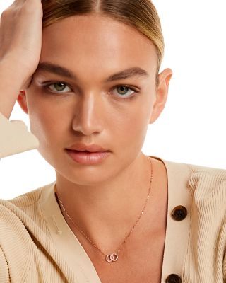 Diamond Double O Pendant Necklace in 14K Rose Gold, 0.25 tcw - 150th Anniversary Exclusive