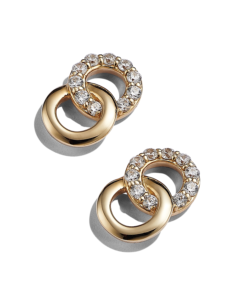 Bloomingdale's Fine Collection Diamond Double O Stud Earrings in 14K Yellow Gold, 0.17 tcw - 150th Anniversary Exclusive