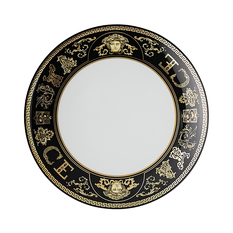 Versace Virtus Gala Black Salad Plate In Black
