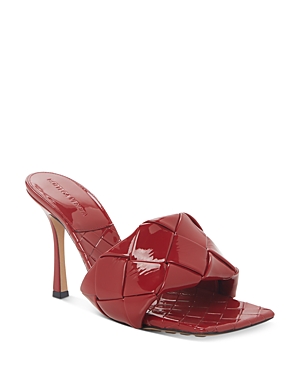 Bottega Veneta Lido Women's Woven High Heel Slide Sandals In Apple Candy