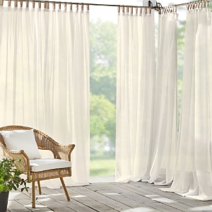 Elrene Home Fashions Darien Solid Indoor/outdoor Sheer Adhesive Loop Tab Top Window Curtain Panel, 52 X 84 In Ivory