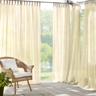 Elrene Home Fashions Darien Solid Indoor/Outdoor Sheer Adhesive Loop Tab Top Window Curtain Panel, 52 x 84