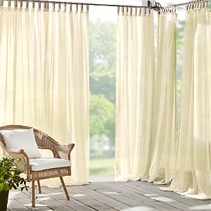 Elrene Home Fashions Darien Solid Indoor/outdoor Sheer Adhesive Loop Tab Top Window Curtain Panel, 52 X 84 In Natural