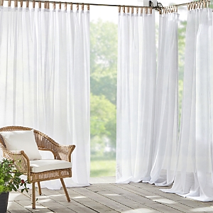 Elrene Home Fashions Darien Solid Indoor/outdoor Sheer Adhesive Loop Tab Top Window Curtain Panel, 52 X 84 In White