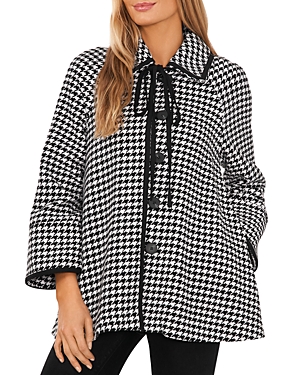 Cece Houndstooth Cape Jacket In Rich Black