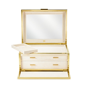 Aerin Luxe Shagreen Jewelry Box In Cream