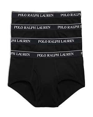 Shop Polo Ralph Lauren Cotton Logo Waistband Briefs, Pack Of 4 In Polo Black