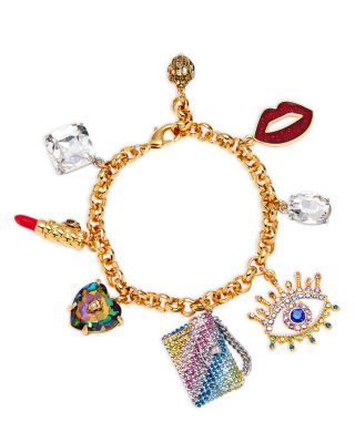 KURT GEIGER LONDON Novelty Mixed Charm Bracelet in Gold Tone 