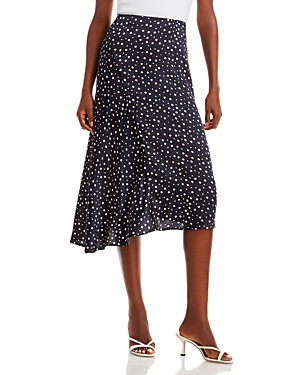 VINCE ASYMMETRIC DOT PRINT MIDI SKIRT