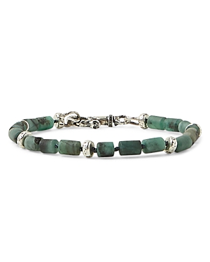 John Varvatos Men's Sterling Silver Emerald Bead & Rondelle Bracelet In Green/silver