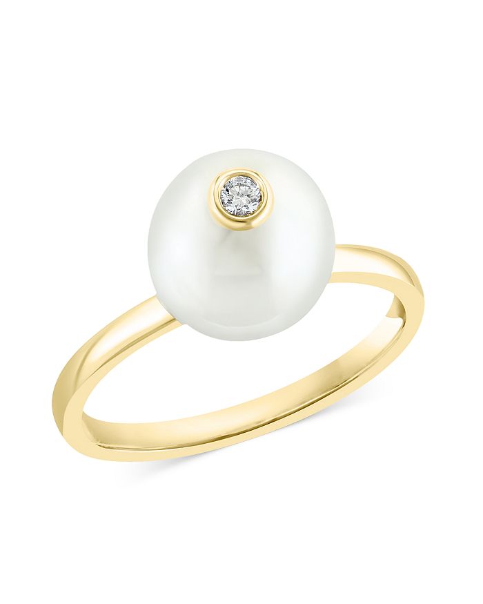 Bloomingdale's - Cultured Pearl & Diamond Cocktail Ring in 14K Yellow Gold - 100% Exclusive