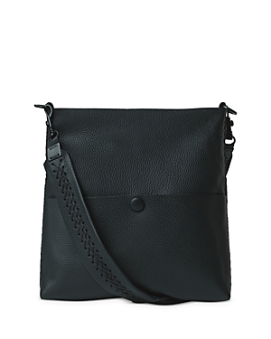 Shop Callista Iconic Slim Messenger Leather Crossbody Bag In Perissa Black