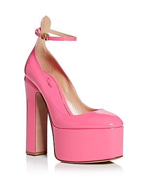 Valentino Tan-go Patent Leather Platform Pumps In Bright Pink