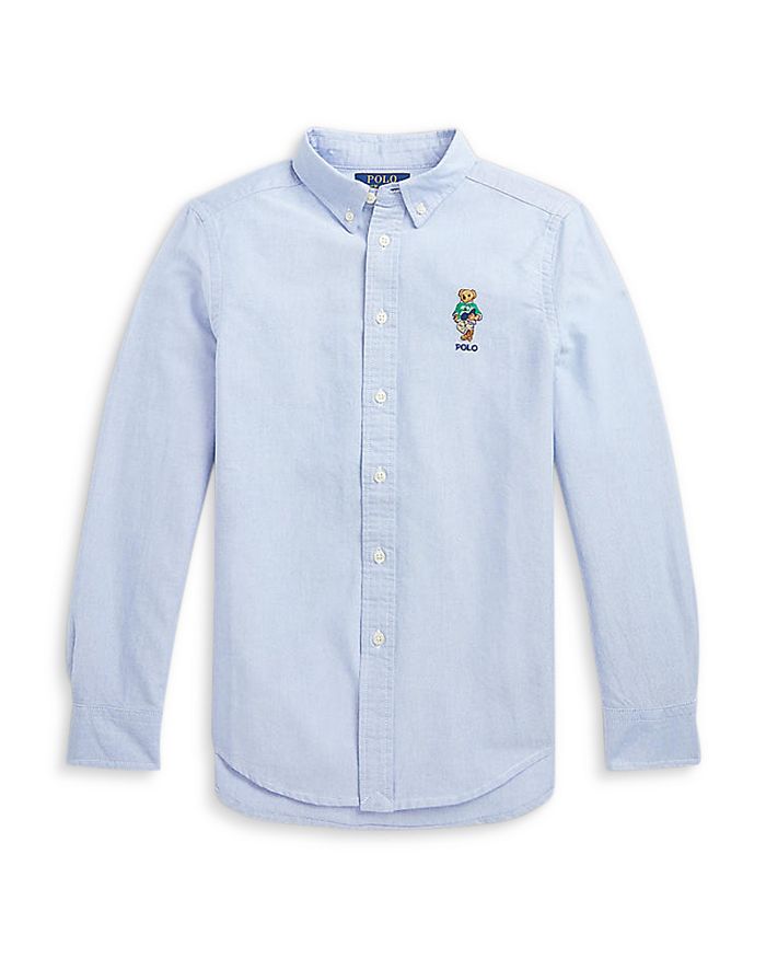 Ralph Lauren Boys Polo Bear Classic Oxford Shirt in Blue