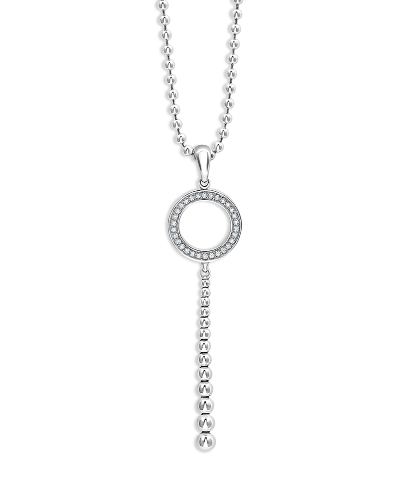 Lagos Sterling Silver Caviar Spark Diamond Circle Graduated Bead Pendant Necklace, 34 In Silver