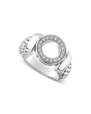 Sterling Silver Caviar Spark Diamond Circle Bead Ring