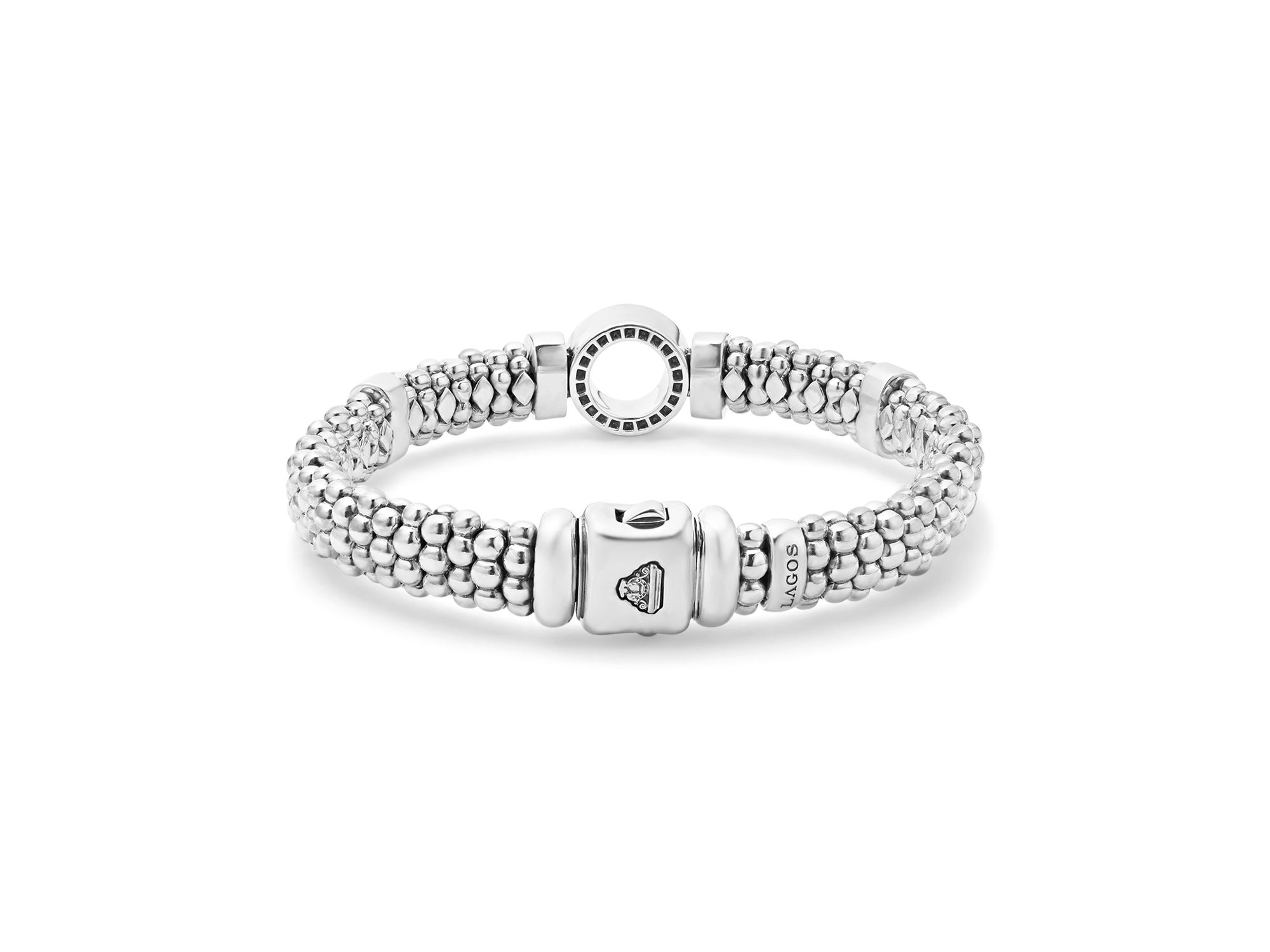 Sterling Caviar Spark Diamond Circle Bead Link Bracelet — Image 4