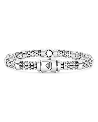 Sterling Silver Caviar Spark Diamond Circle Bead Link Bracelet