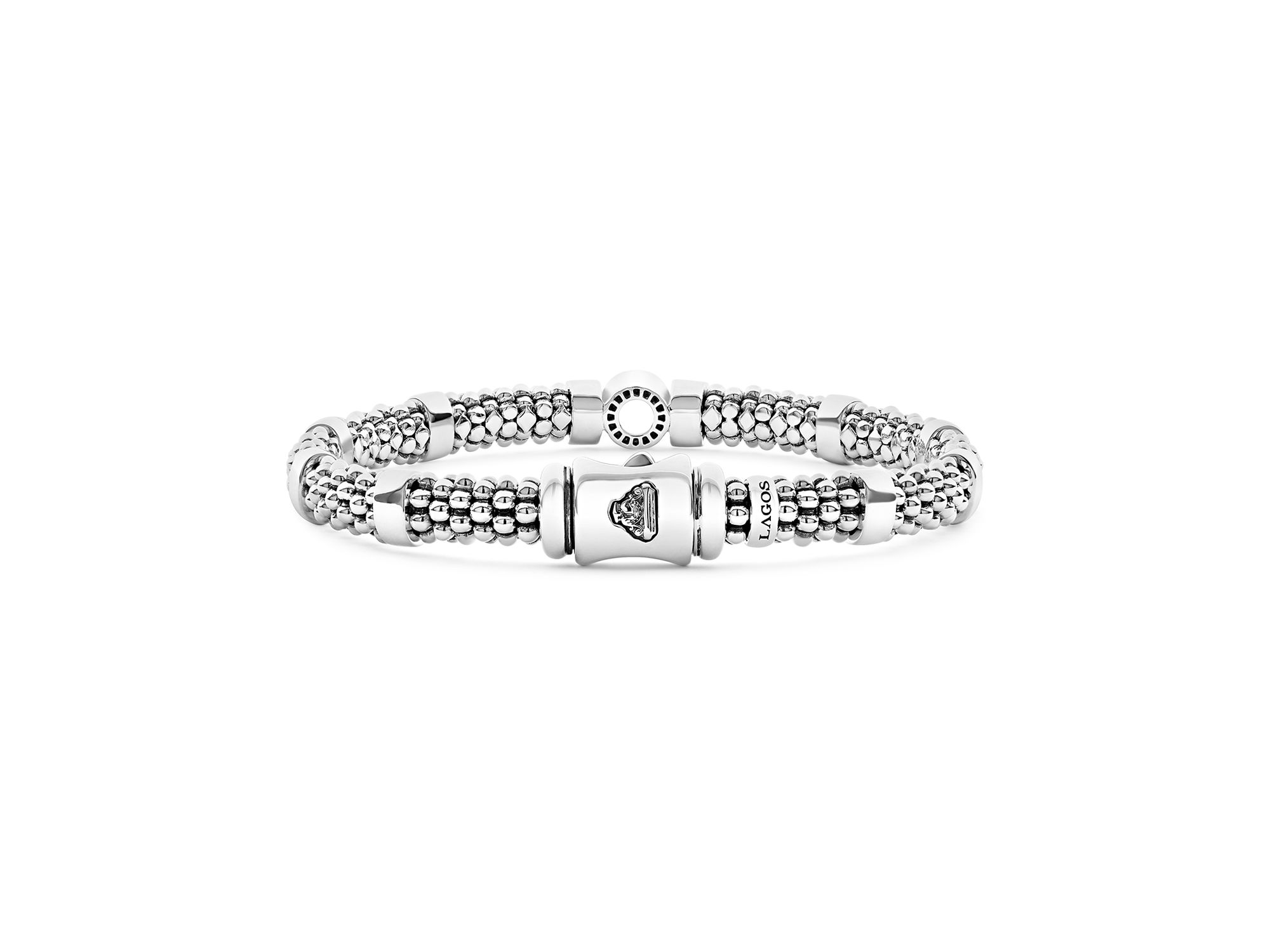 Sterling Caviar Spark Diamond Circle Bead Link Bracelet — Image 4