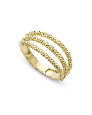18K Yellow Gold Signature Caviar Triple Row Beaded Ring