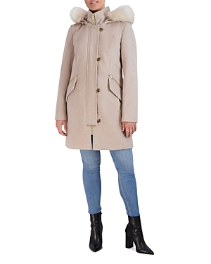 Cole Haan Faux Fur Trimmed Hooded Coat