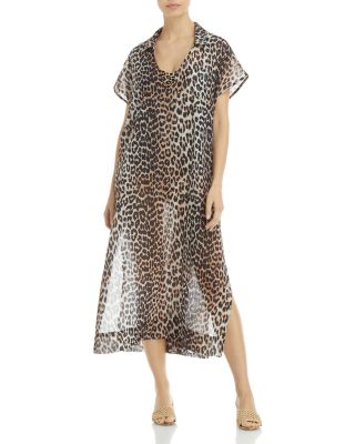 GANNI - Leopard Tunic Swim Cover-Up