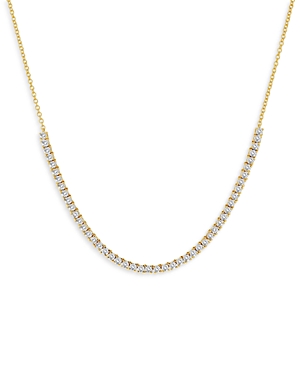 14K Yellow Gold Diamond Frontal Tennis Necklace, 18